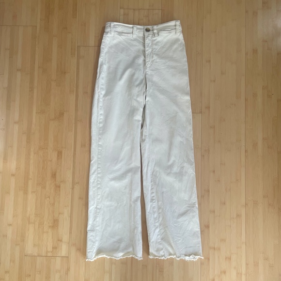 Marine Layer Full Length Raw Edge Bridget Pant in Cream, Size 4 - Picture 3 of 8